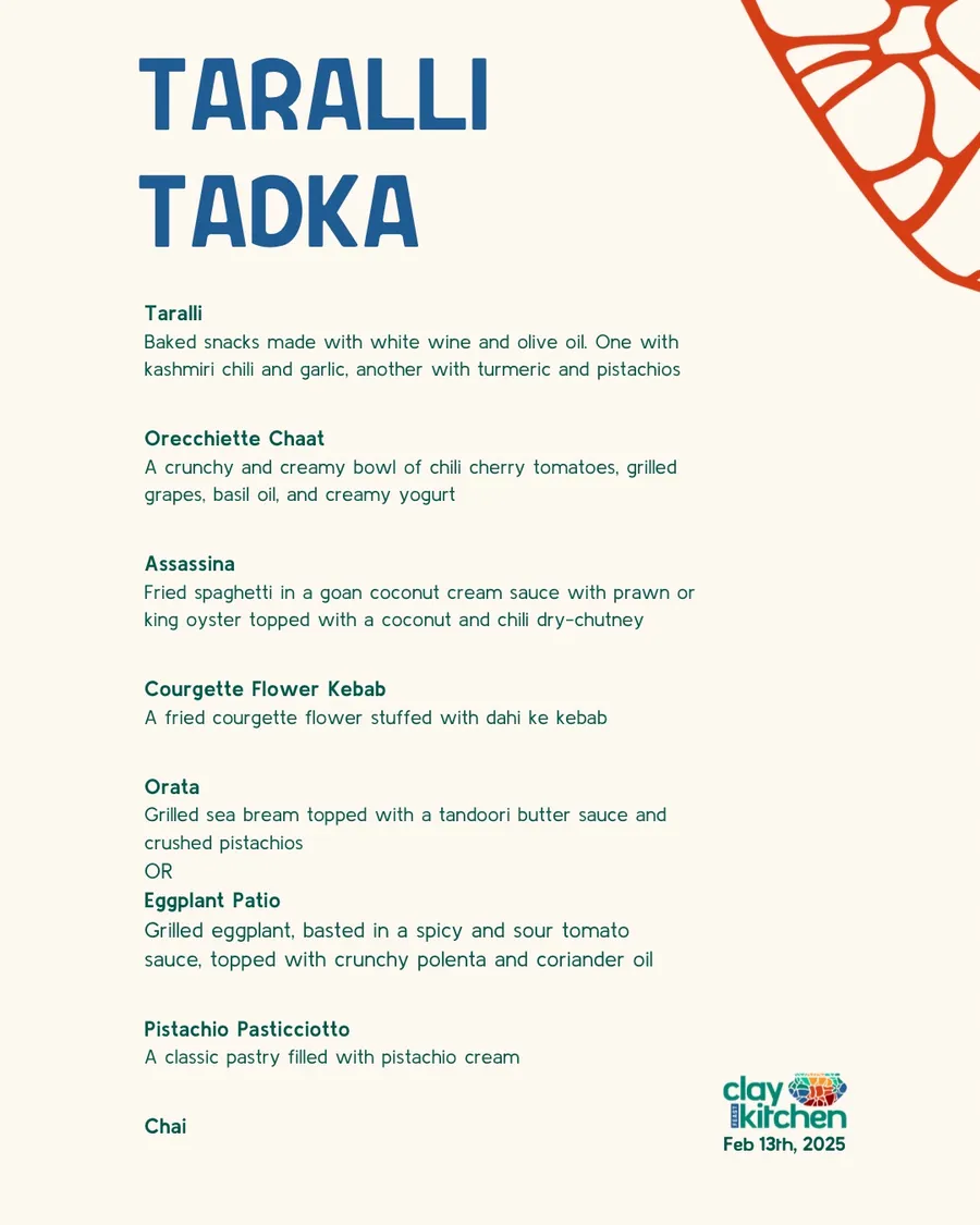 Taralli Tadka menu